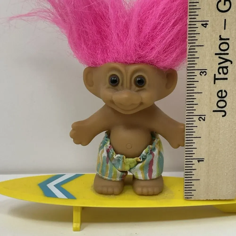 3” Vintage Troll Doll Surfer Boy - Pink Hair